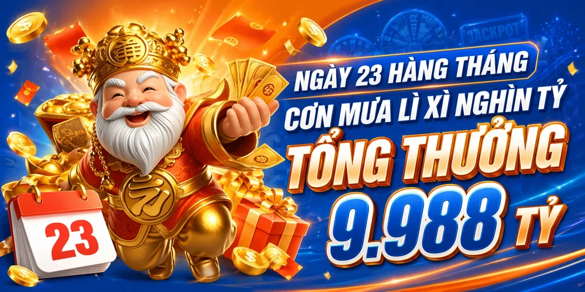 Ngày 23 hàng tháng cơn mưa lì xì nghìn tỷ – Tổng thưởng 9988 tỷ